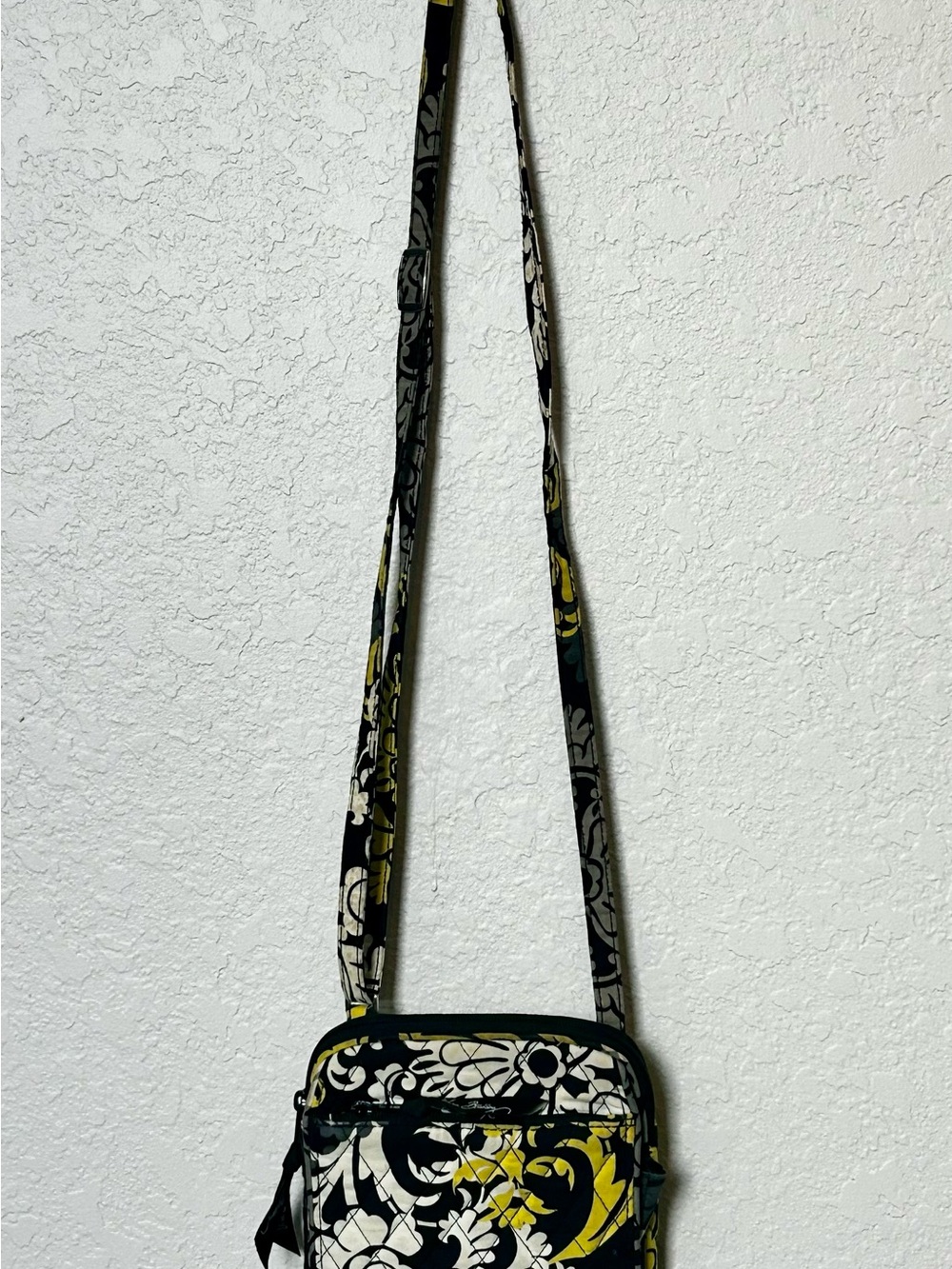 Vera Bradley Floral Print Crossbody Bag - Black, White & Yellow